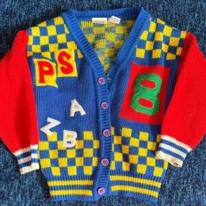 Vintage Colorful Kids Cardigan Sweater